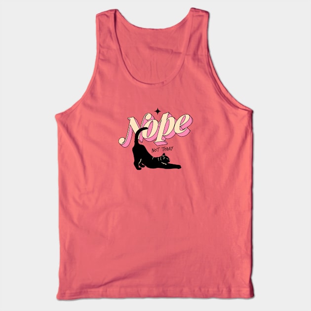 Monday Nope Black Cat in pink Tank Top by The Charcoal Cat Co.